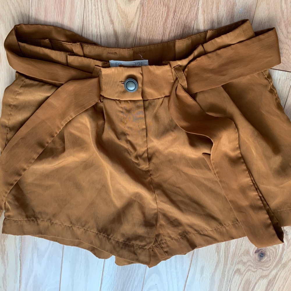 Caramel Forever 21 Belt Tie Shorts